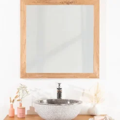 Wanda Collection Miroir carré en teck massif 70 cm* Miroir Simple