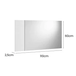Dmora Miroir Coriando, Miroir d'entrée décoratif, Article d'ameublement mural avec profil latéral, 110x3h60 cm, Blanc* Miroir Simple