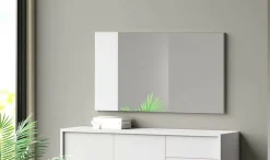 Dmora Miroir Coriando, Miroir d'entrée décoratif, Article d'ameublement mural avec profil latéral, 110x3h60 cm, Blanc* Miroir Simple