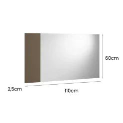Dmora Miroir Coriando, Miroir d'entrée décoratif, Article d'ameublement mural avec profil latéral, 110x3h60 cm, Blanc et Marron* Miroir Simple