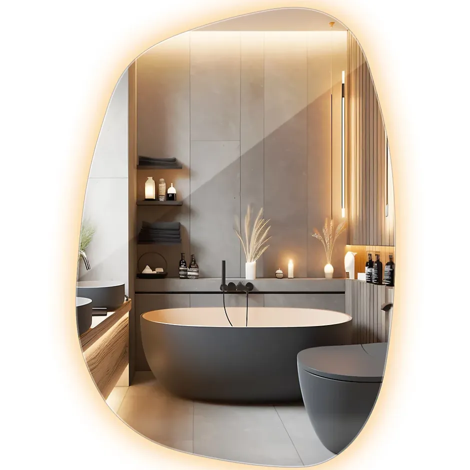 Wallfluent Miroir décoratif LED 49 x 34 cm design lumière chaude* Miroir Lumineux