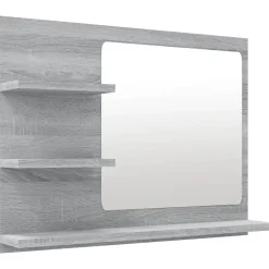 Helloshop26 Miroir de bain 60 x 10,5 bois gris* Miroir Simple