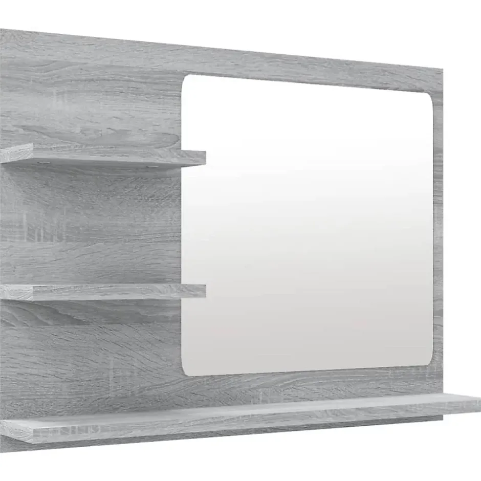Helloshop26 Miroir de bain 60 x 10,5 bois gris* Miroir Simple