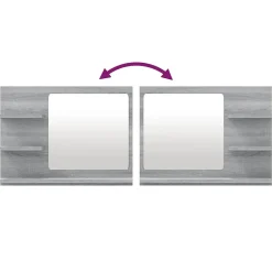 Helloshop26 Miroir de bain 60 x 10,5 bois gris* Miroir Simple