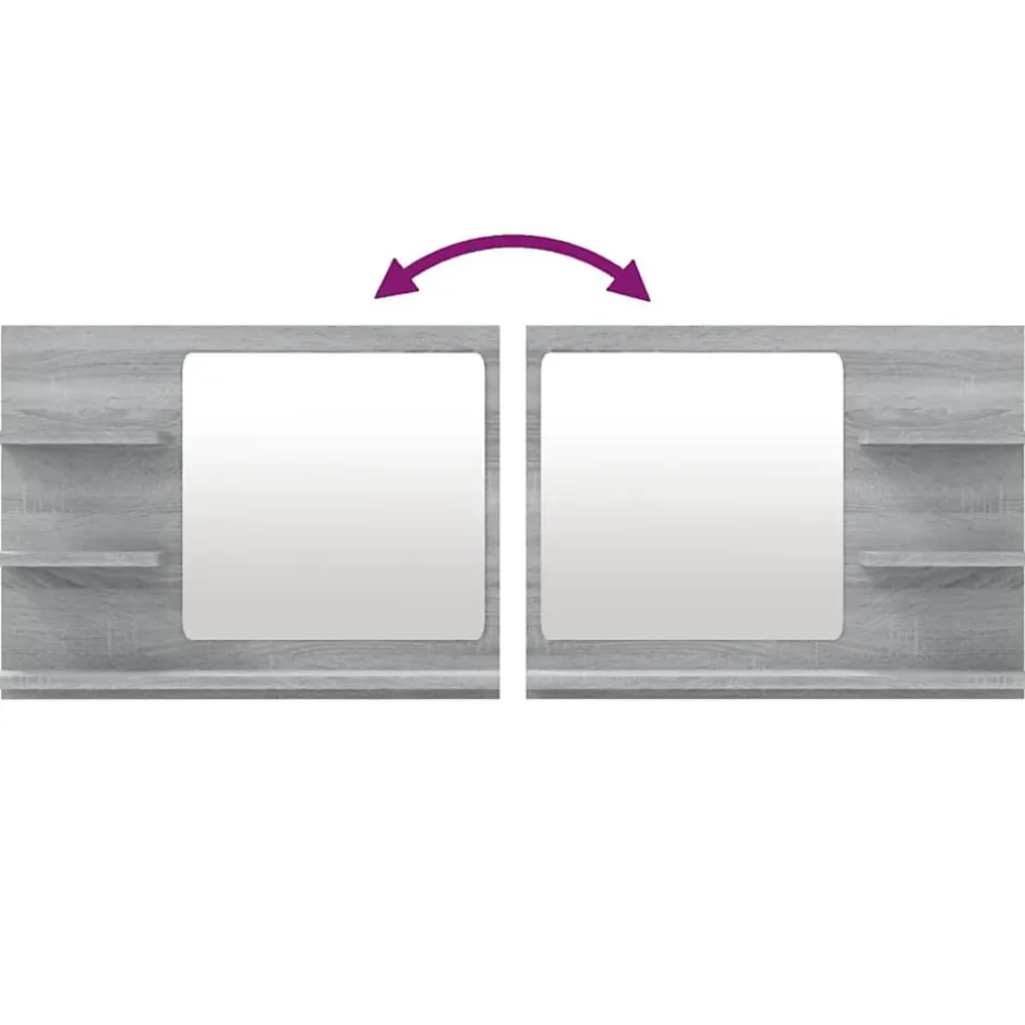 Helloshop26 Miroir de bain 60 x 10,5 bois gris* Miroir Simple
