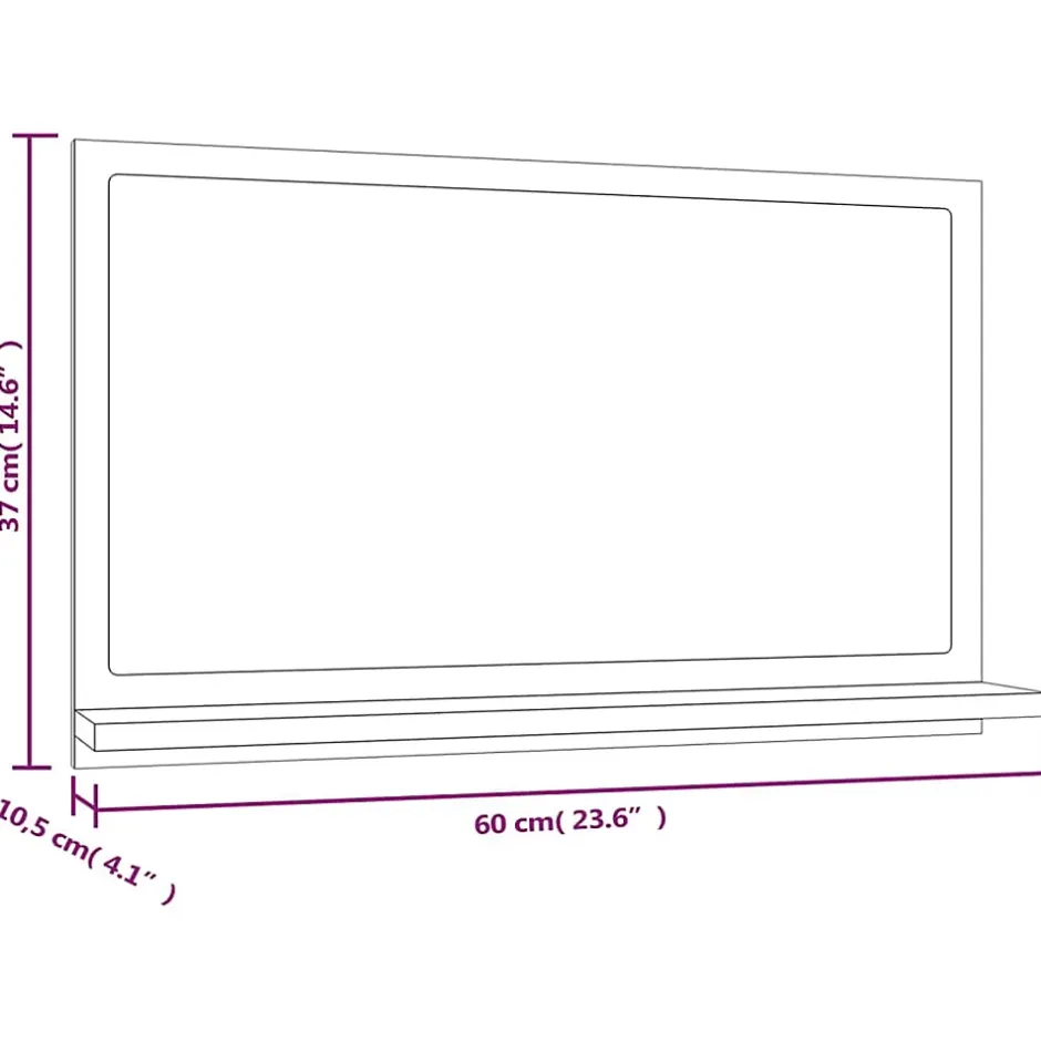 Helloshop26 Miroir de bain 60 x 10,5 bois marron