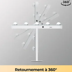 Sirhona Miroir de Maquillage Éclairage LED 50x47x9cm cm + Support de Téléphone + Loupe 10x + Port USB + Température Tricolore