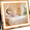 Giantex Miroir de Maquillage LED avec Couleur et Luminosité Réglables Miroir de Détail 5X écran Tactile Inclus