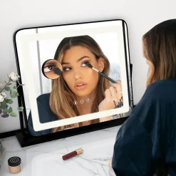 Giantex Miroir de Maquillage LED avec Couleur et Luminosité Réglables Miroir de Détail 5X écran Tactile Inclus