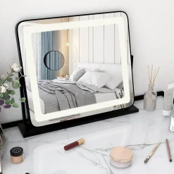 Giantex Miroir de Maquillage LED avec Couleur et Luminosité Réglables Miroir de Détail 5X écran Tactile Inclus