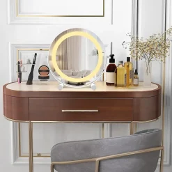 Giantex Miroir de Maquillage Pivotant 3 Couleurs et Luminosité Réglables Contrôle Tactile* Miroir Grossissant Lumineux