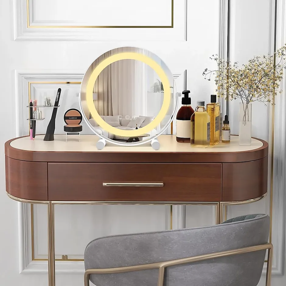 Giantex Miroir de Maquillage Pivotant 3 Couleurs et Luminosité Réglables Contrôle Tactile* Miroir Grossissant Lumineux