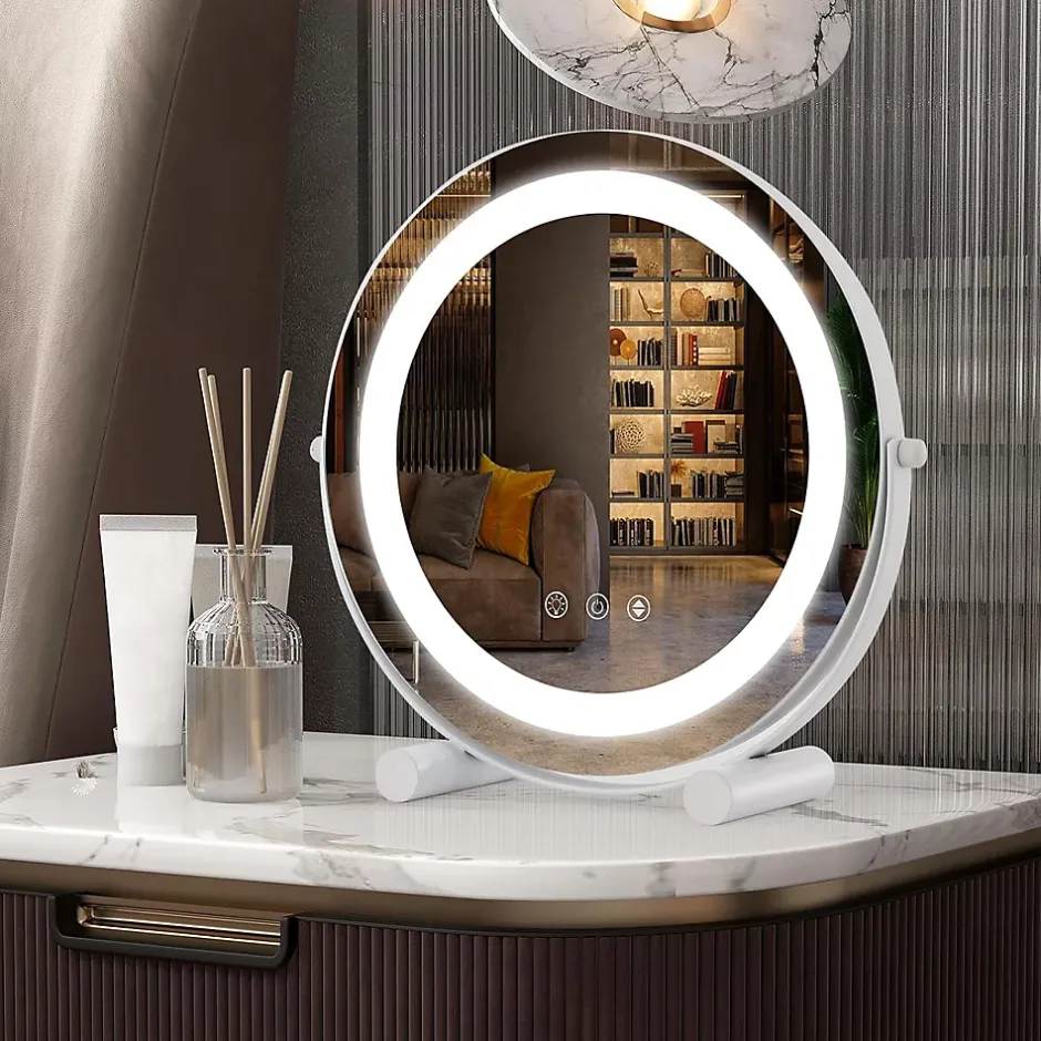 Giantex Miroir de Maquillage Pivotant 3 Couleurs et Luminosité Réglables Contrôle Tactile* Miroir Grossissant Lumineux