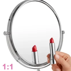 Tectake Miroir de maquillage Rond double face Grossissant argent* Miroir Grossissant