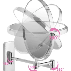 Tectake Miroir de maquillage Rond double face Grossissant argent* Miroir Grossissant