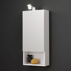 Kiamami Valentina Miroir De Rangement À Une Porte Avec Lampe Led Et Compartiment Ouvert* Armoire De Toilette