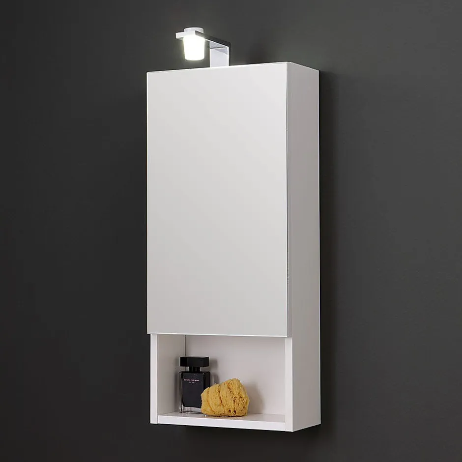 Kiamami Valentina Miroir De Rangement À Une Porte Avec Lampe Led Et Compartiment Ouvert* Armoire De Toilette
