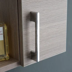 Kiamami Valentina Miroir De Rangement Avec Armoires Latérales, Étagère Et Spots À Led 77Cm Chêne Fumé