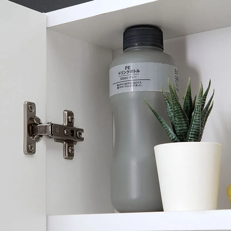 Kiamami Valentina Miroir De Rangement Blanc À Deux Portes Avec Compartiment Inférieur Ouvert
