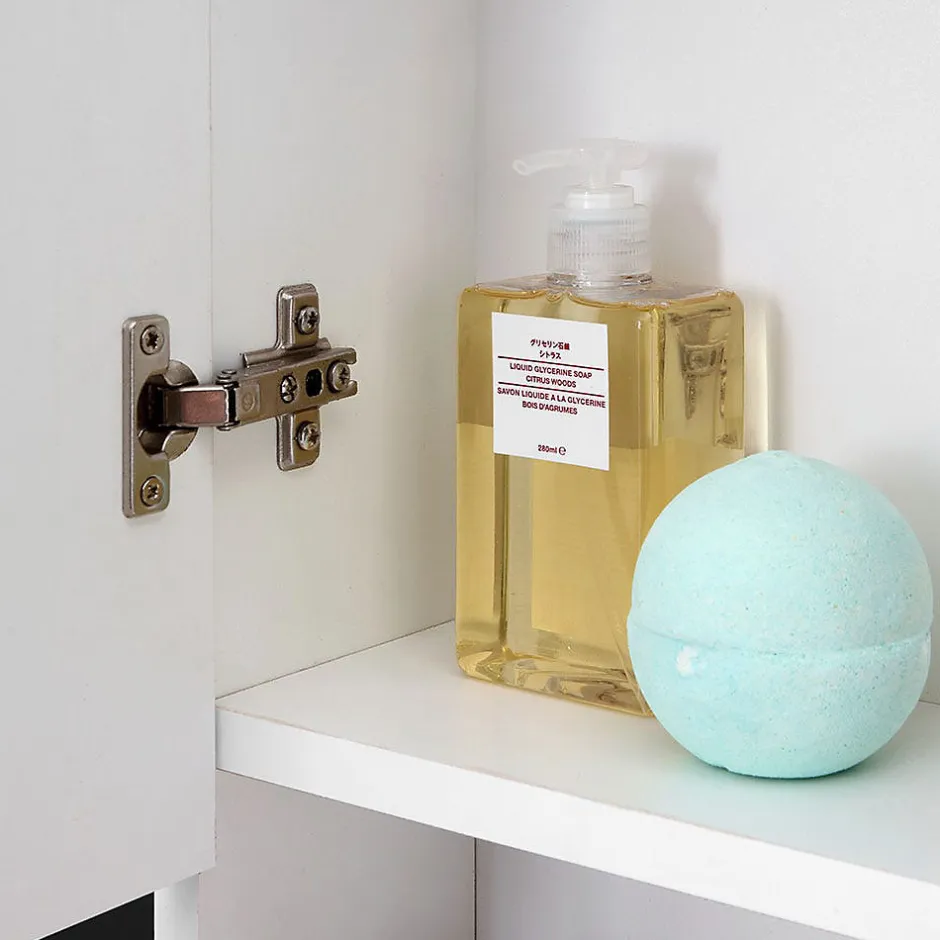 Kiamami Valentina Miroir De Rangement Blanc À Deux Portes Avec Compartiment Inférieur Ouvert