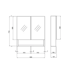 Kiamami Valentina Miroir De Rangement Blanc À Deux Portes Avec Compartiment Inférieur Ouvert