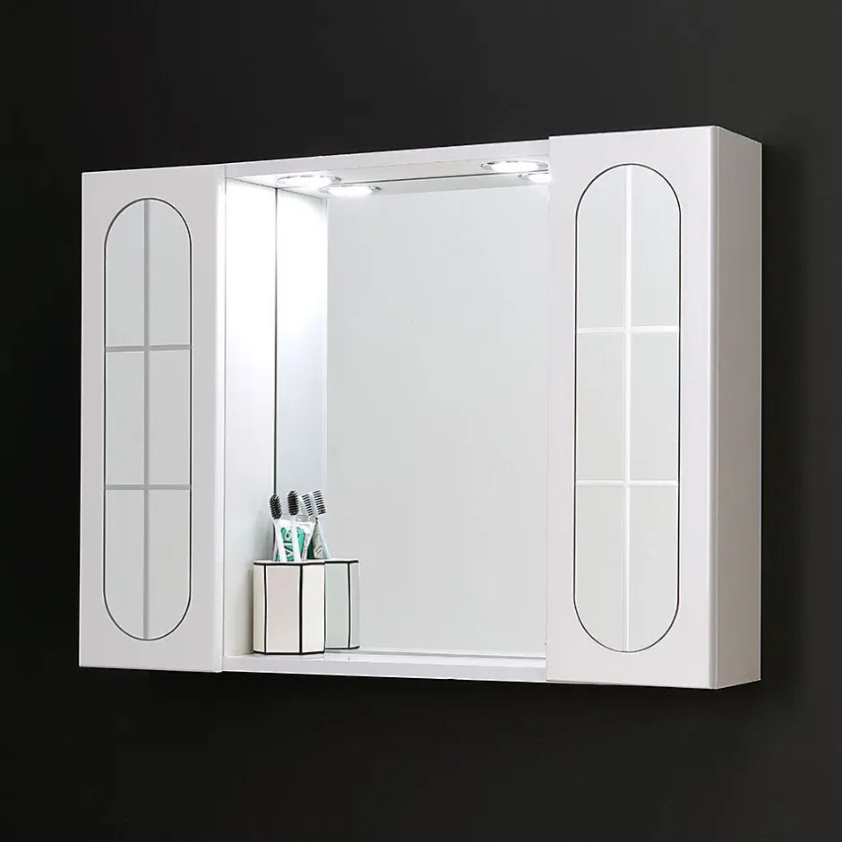 Kiamami Valentina Miroir De Rangement Inglesina Avec Étagère De Rangement Et Armoires Latérales
