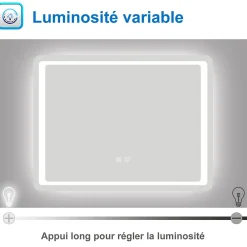 AICA Sanitaire Miroir de salle de bain à LED, dimmable et mémoire, 120x70cm miroir lumineux anti-buée,