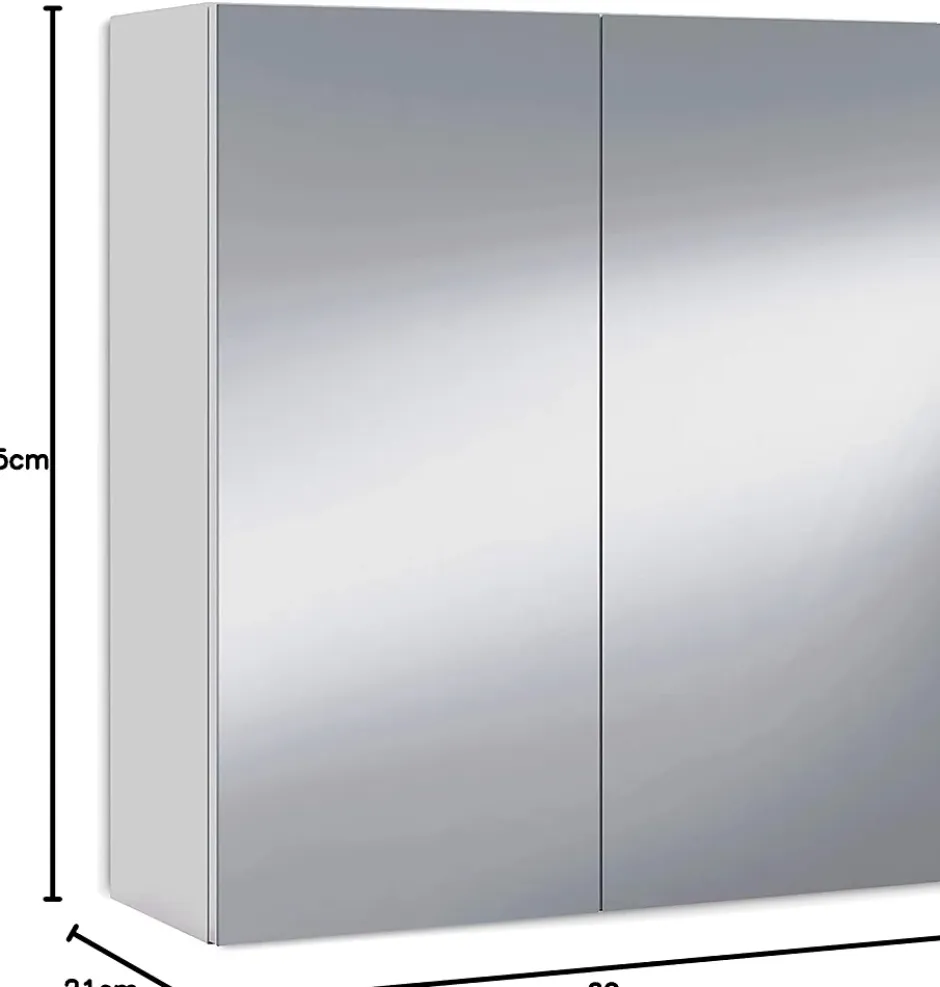 Pegane Miroir de salle de bain avec rangements 2 portes en blanc brillant, 65 x 60 x 21 cm* Armoire De Salle De Bains