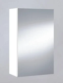 Pegane Miroir de salle de bain avec rangements 1 porte en blanc brillant, hauteur 65 x largeur 40 x profondeur 21 cm