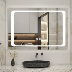 AICA Sanitaire Miroir de salle de bain avec éclairage intégré, L.90 x H.65cm Miroir lumineux anti buée,