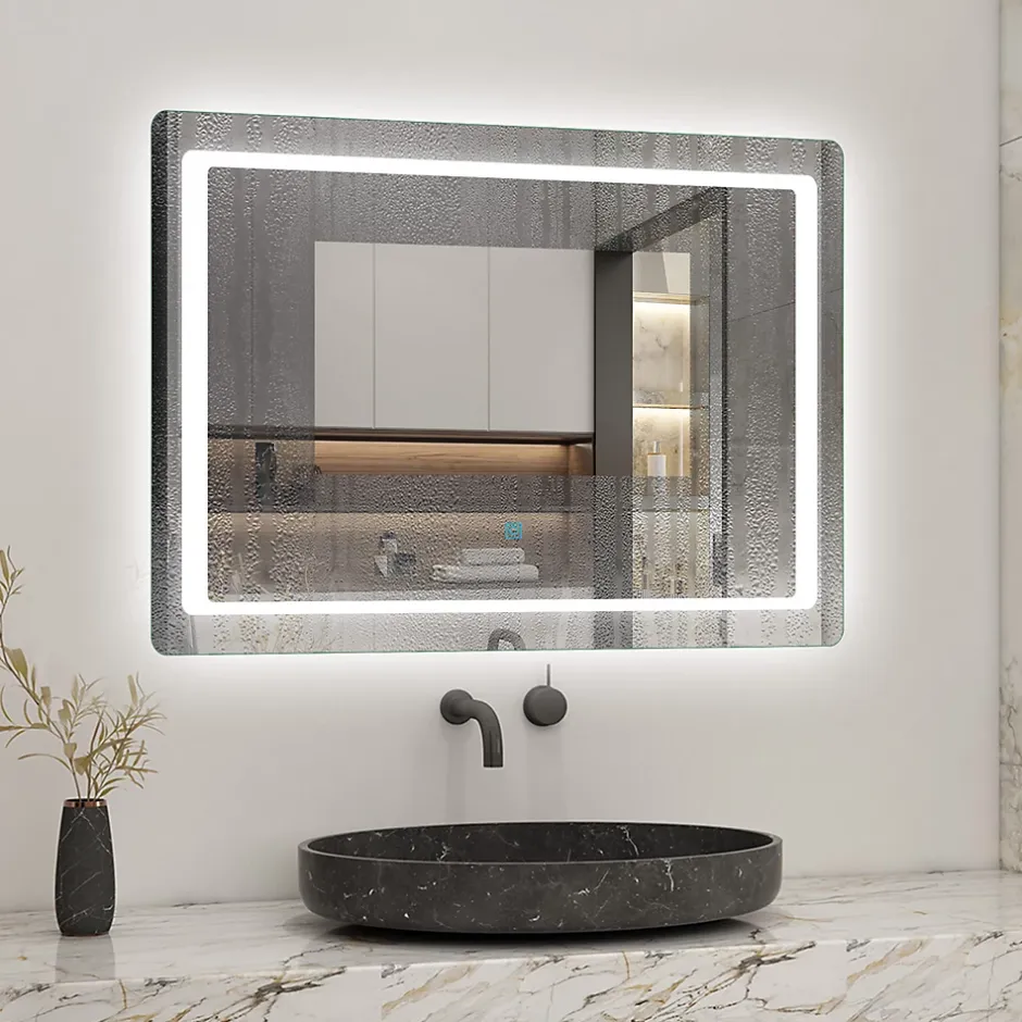AICA Sanitaire Miroir de salle de bain avec éclairage intégré, L.120 x H.70 cm Miroir lumineux anti buée,* Miroir Lumineux
