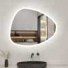 AICA Sanitaire Miroir de salle de bain asymétrique 80x65cm led Teardrop Mirror 3 Colours Dimmable + Anti-buée + Mémoire,* Miroir Lumineux