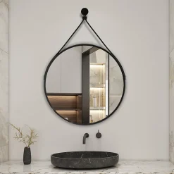 AICA Sanitaire Miroir de salle de bain ceinture noire 40 cm,* Miroir Simple
