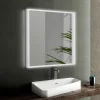 Focco Miroir de salle de bain carré avec lumière LED - lumière blanche froide (5700K) - 60 x 60cm - Modèle Oslo