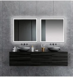 Focco Miroir de salle de bain carré avec lumière LED - lumière blanche froide (5700K) - 60 x 60cm - Modèle Oslo