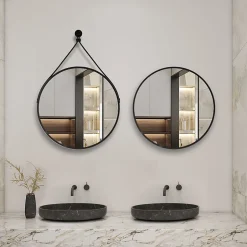 AICA Sanitaire Miroir de salle de bain ceinture noire 50 cm,