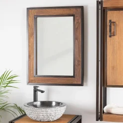 Wanda Collection Miroir de salle de bain Elégance bois métal 60x80