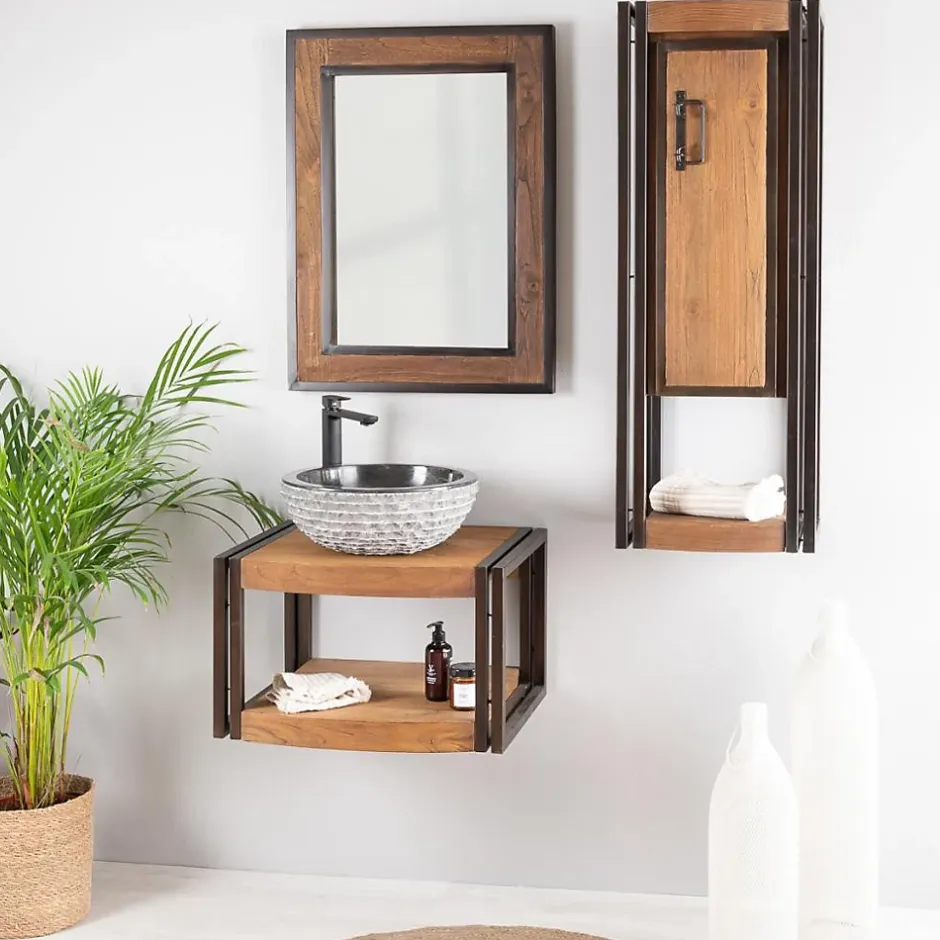 Wanda Collection Miroir de salle de bain Elégance bois métal 60x80