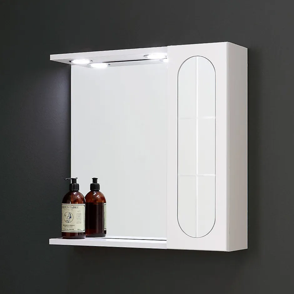 Kiamami Valentina Miroir De Salle De Bain Inglesina Blanc Avec Tablette Inférieure, Unité Murale Droite Et Spot Led* Armoire De Toilette