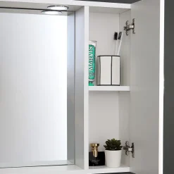 Kiamami Valentina Miroir De Salle De Bain Inglesina Blanc Avec Tablette Inférieure, Unité Murale Droite Et Spot Led* Armoire De Toilette