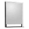 Vente-unique Miroir de salle de bain lumineux rectangulaire anti-buée avec étagère intégrée - Contour noir mat - 60 x 80 cm - VALONERA* Miroir Simple