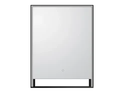 Vente-unique Miroir de salle de bain lumineux rectangulaire anti-buée avec étagère intégrée - Contour noir mat - 60 x 80 cm - VALONERA* Miroir Simple
