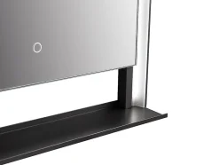 Vente-unique Miroir de salle de bain lumineux rectangulaire anti-buée avec étagère intégrée - Contour noir mat - 60 x 80 cm - VALONERA* Miroir Simple