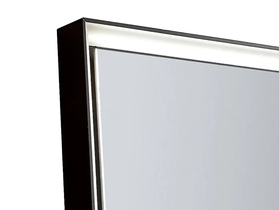 Vente-unique Miroir de salle de bain lumineux rectangulaire anti-buée avec étagère intégrée - Contour noir mat - 60 x 80 cm - VALONERA* Miroir Simple