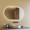 Artforma Miroir de salle de bain lumineux - - Ovale - 120x70cm - LED Dual + Interrupteur tactile* Miroir Lumineux