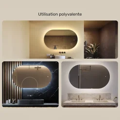 Artforma Miroir de salle de bain lumineux - - Ovale - 120x70cm - LED Dual + Interrupteur tactile* Miroir Lumineux