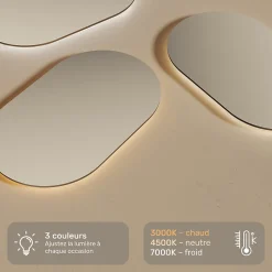 Artforma Miroir de salle de bain lumineux - - Ovale - 120x70cm - LED Dual + Interrupteur tactile* Miroir Lumineux