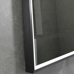 Luxury Bain Miroir de salle de bain LED 90x60cm anti buée, luminosité variable avec cadre en aluminium noir LuxuryBain* Miroir Lumineux