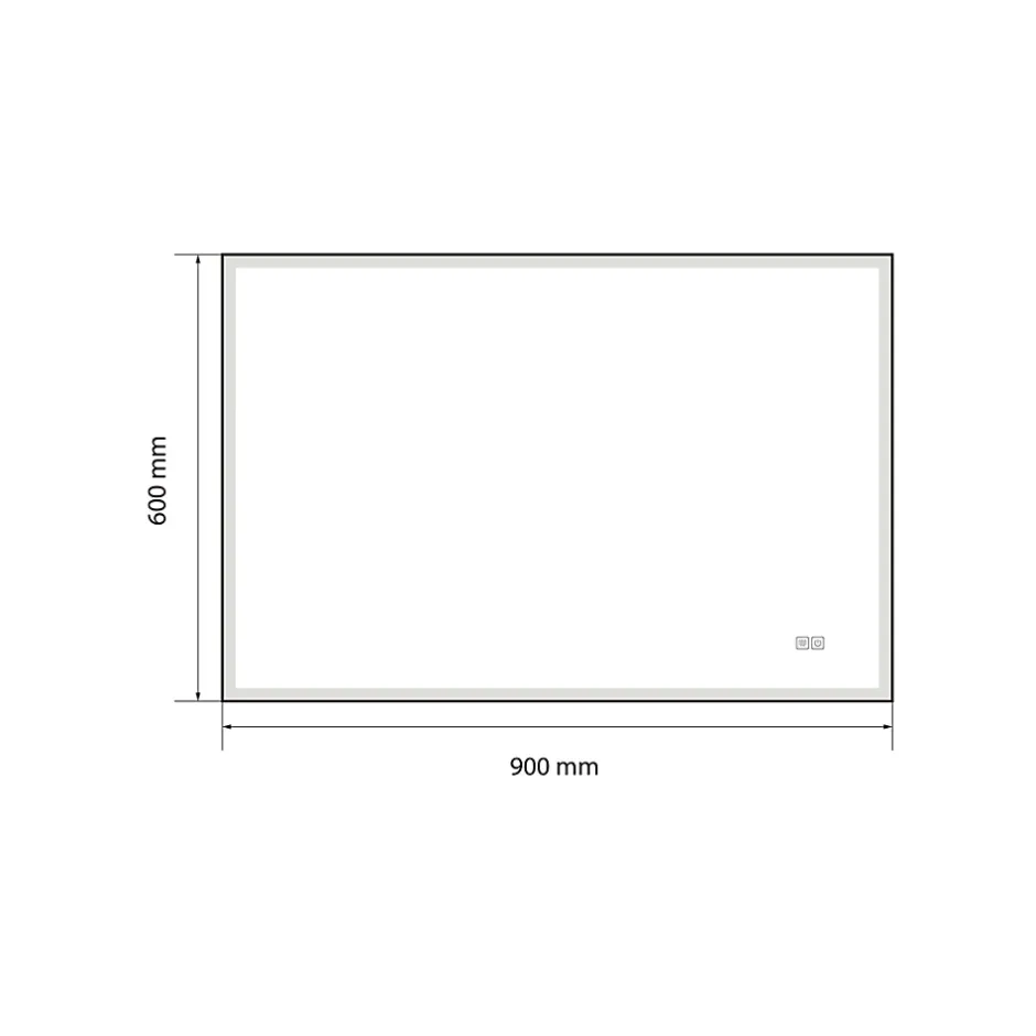 Luxury Bain Miroir de salle de bain LED 90x60cm anti buée, luminosité variable avec cadre en aluminium noir LuxuryBain* Miroir Lumineux