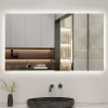 AICA Sanitaire Miroir de salle de bain LED 100x60 cm rétro-éclairé sans cadre avec anti-buée + mémoire + dimmable,